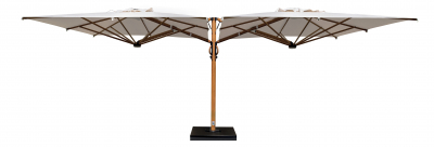 Зонт профессиональный двухкупольный 2.9х6 м Scolaro Galaxia Dual V Timber алюминий, акрил имитация ироко, слоновая кость Фото 7