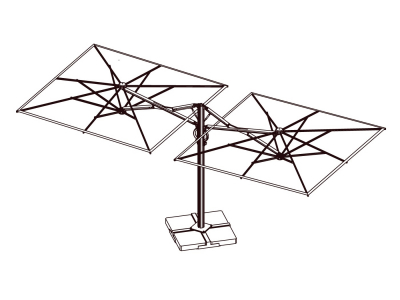 Зонт профессиональный двухкупольный Scolaro Galaxia Dual T Timber алюминий, акрил имитация ироко, серебристо-серый Фото 8