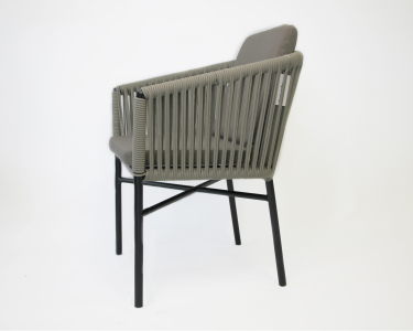 Кресло плетеное с подушками Tagliamento Palermo алюминий, роуп, акрил антрацит, светло-коричневый Фото 2