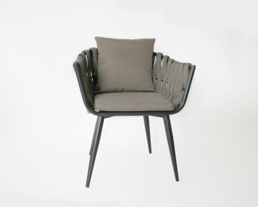 Кресло плетеное с подушками Tagliamento Verona алюминий, роуп, акрил антрацит, темно-коричневый Фото 4
