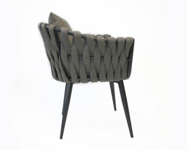 Кресло плетеное с подушками Tagliamento Verona алюминий, роуп, акрил антрацит, темно-коричневый Фото 3