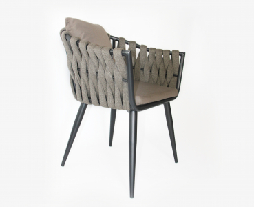 Кресло плетеное с подушками Tagliamento Verona алюминий, роуп, акрил антрацит, темно-коричневый Фото 5