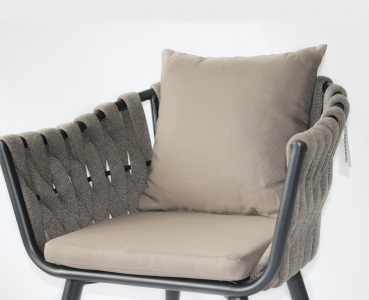 Кресло плетеное с подушками Tagliamento Verona алюминий, роуп, акрил антрацит, темно-коричневый Фото 8