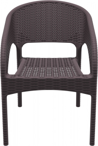 Кресло пластиковое плетеное Siesta Contract Panama стеклопластик коричневый Фото 14