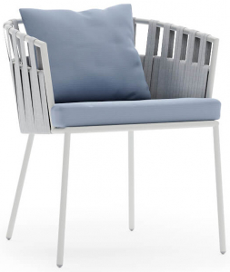 Кресло плетеное с подушками Aurica Бора-Бора нержавеющая сталь, роуп, акрил голубой Фото 1