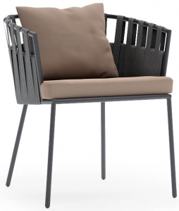 Кресло плетеное с подушками Aurica Бора-Бора нержавеющая сталь, роуп, акрил коричневый Фото 1