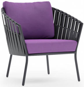 Кресло плетеное с подушками Aurica Бора-Бора алюминий, роуп, акрил сиреневый Фото 1