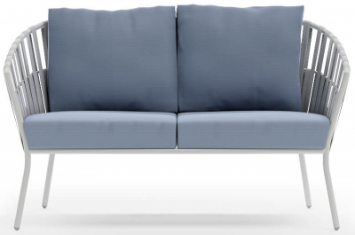 Диван двухместный плетеный с подушками Aurica Бора-Бора алюминий, роуп, акрил голубой Фото 3