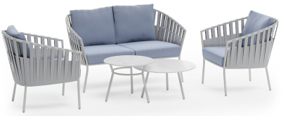 Комплект плетеной мебели Aurica Бора-Бора алюминий, роуп, акрил голубой Фото 1