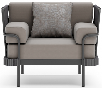 Кресло плетеное с подушками Aurica Мартиника алюминий, роуп, акрил серый Фото 3