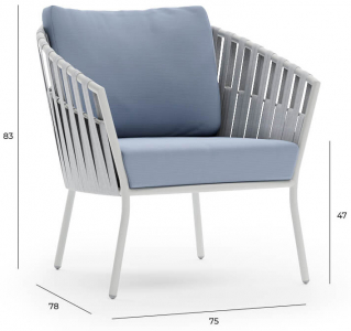 Кресло плетеное с подушками Aurica Бора-Бора алюминий, роуп, акрил голубой Фото 2