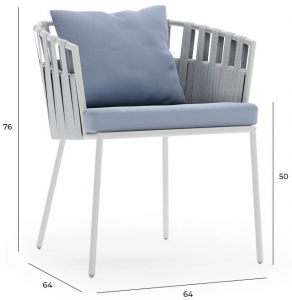 Кресло плетеное с подушками Aurica Бора-Бора нержавеющая сталь, роуп, акрил голубой Фото 2