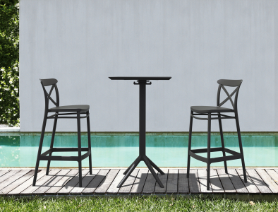 Стол пластиковый барный складной Siesta Contract Sky Folding Bar Table 60 сталь, пластик черный Фото 18