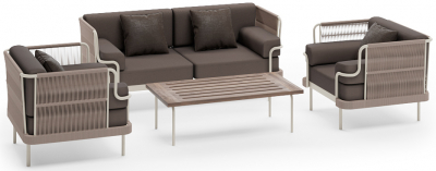 Комплект плетеной мебели Aurica Мартиника алюминий, акация, роуп, акрил темно-коричневый Фото 1