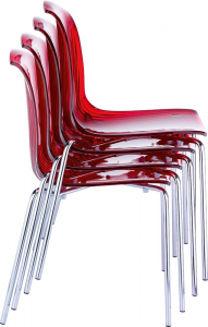 Комплект прозрачных стульев Siesta Contract Allegra Set 4 сталь, поликарбонат красный Фото 16
