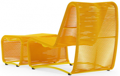 Кресло-шезлонг с пуфом Aurica Бали алюминий, роуп желтый Фото 3