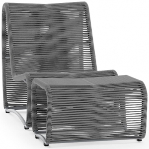 Кресло-шезлонг с пуфом Aurica Бали алюминий, роуп серый Фото 3