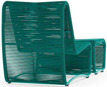 Кресло-шезлонг с пуфом Aurica Бали алюминий, роуп зеленый Фото 3