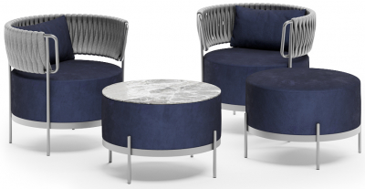 Комплект металлической мебели Aurica Лимассол алюминий, керамогранит, роуп, ткань синий Фото 1
