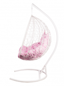 Кресло подвесное двойное плетеное Bigarden Gemini сталь, искусственный ротанг, ткань оксфорд белый Фото 12