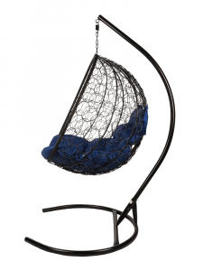 Кресло подвесное плетеное Bigarden Kokos сталь, искусственный ротанг, ткань оксфорд черный Фото 9