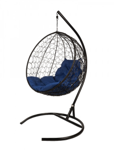 Кресло подвесное плетеное Bigarden Kokos сталь, искусственный ротанг, ткань оксфорд черный Фото 3