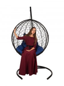 Кресло подвесное плетеное Bigarden Kokos сталь, искусственный ротанг, ткань оксфорд черный Фото 11