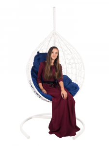 Кресло подвесное плетеное Bigarden Tropica сталь, искусственный ротанг, ткань оксфорд белый Фото 5