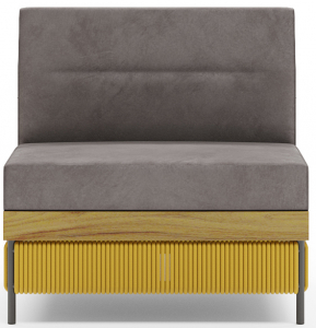 Модуль мягкий с подушками Aurica Готланд алюминий, акация, роуп, ткань натуральный, желтый, серый Фото 3