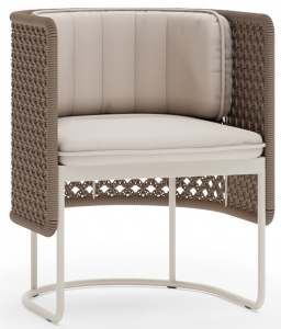 Кресло плетеное с подушками Aurica Рюген алюминий, роуп, акрил бежевый Фото 1