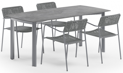 Комплект обеденной мебели Aurica Эланд алюминий, нежавеющая сталь, роуп, керамогранит серый Фото 1