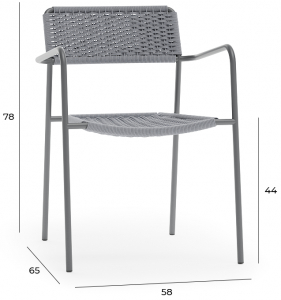 Кресло плетеное Aurica Эланд нержавеющая сталь, роуп серый Фото 2