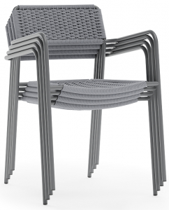 Кресло плетеное Aurica Эланд нержавеющая сталь, роуп серый Фото 3