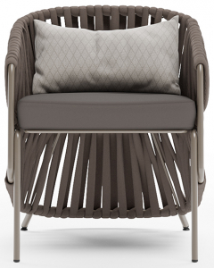 Кресло плетеное с подушками Aurica Леба алюминий, нержавеющая сталь, роуп, акрил коричневый, бежевый Фото 3