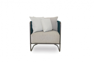 Кресло плетеное мягкое Tevet Levante сталь, роуп, ткань Фото 3