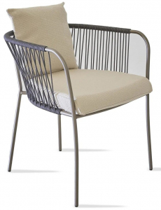 Кресло плетеное с подушками Tevet Levante сталь, роуп, ткань Фото 1