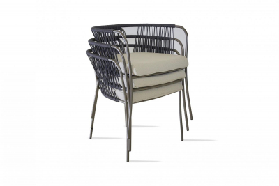 Кресло плетеное с подушками Tevet Levante сталь, роуп, ткань Фото 3
