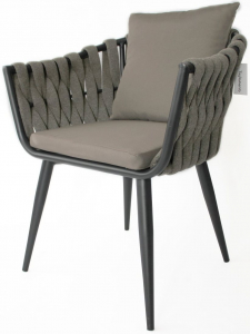 Кресло плетеное с подушками Tagliamento Verona алюминий, роуп, акрил антрацит, темно-коричневый Фото 1