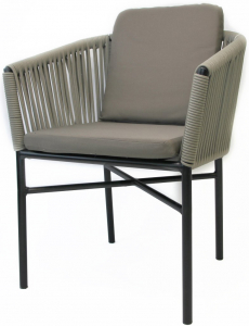 Кресло плетеное с подушками Tagliamento Palermo алюминий, роуп, акрил антрацит, светло-коричневый Фото 5