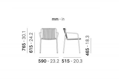 Кресло металлическое PEDRALI Tribeca сталь, роуп коричневый Фото 2