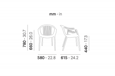 Кресло пластиковое PEDRALI Tatami стеклопластик серый Фото 2