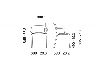 Кресло пластиковое PEDRALI Souvenir RG переработанный полипропилен серый Фото 2