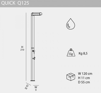 Душ уличный Arkema Quick Q125 алюминий Фото 2