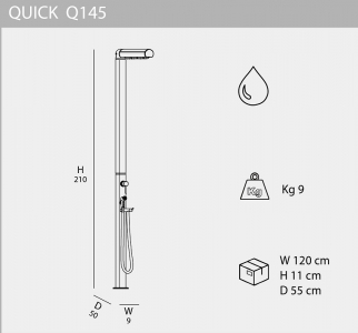 Душ уличный Arkema Quick Q145 алюминий Фото 2