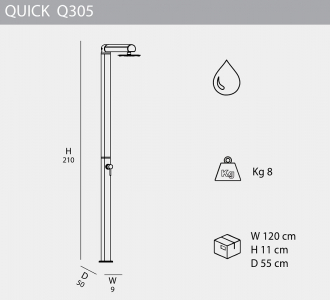 Душ уличный Arkema Quick Q305 алюминий Фото 2