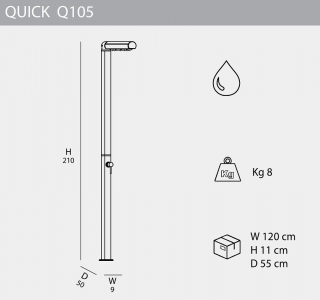 Душ уличный Arkema Quick Q105 алюминий алюминиевый Фото 2