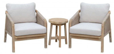 Кресло деревянное с подушками Tagliamento Ravona KD акация, роуп, олефин натуральный, бежевый Фото 4