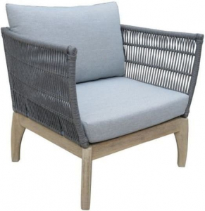 Кресло деревянное с подушками Tagliamento River акация, роуп, олефин дымчатый белый, серый Фото 3