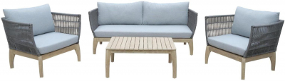 Кресло деревянное с подушками Tagliamento River акация, роуп, олефин дымчатый белый, серый Фото 5