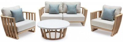 Комплект деревянной мебели Tagliamento Woodland эвкалипт, олефин, искусственный камень натуральный, бежевый Фото 4